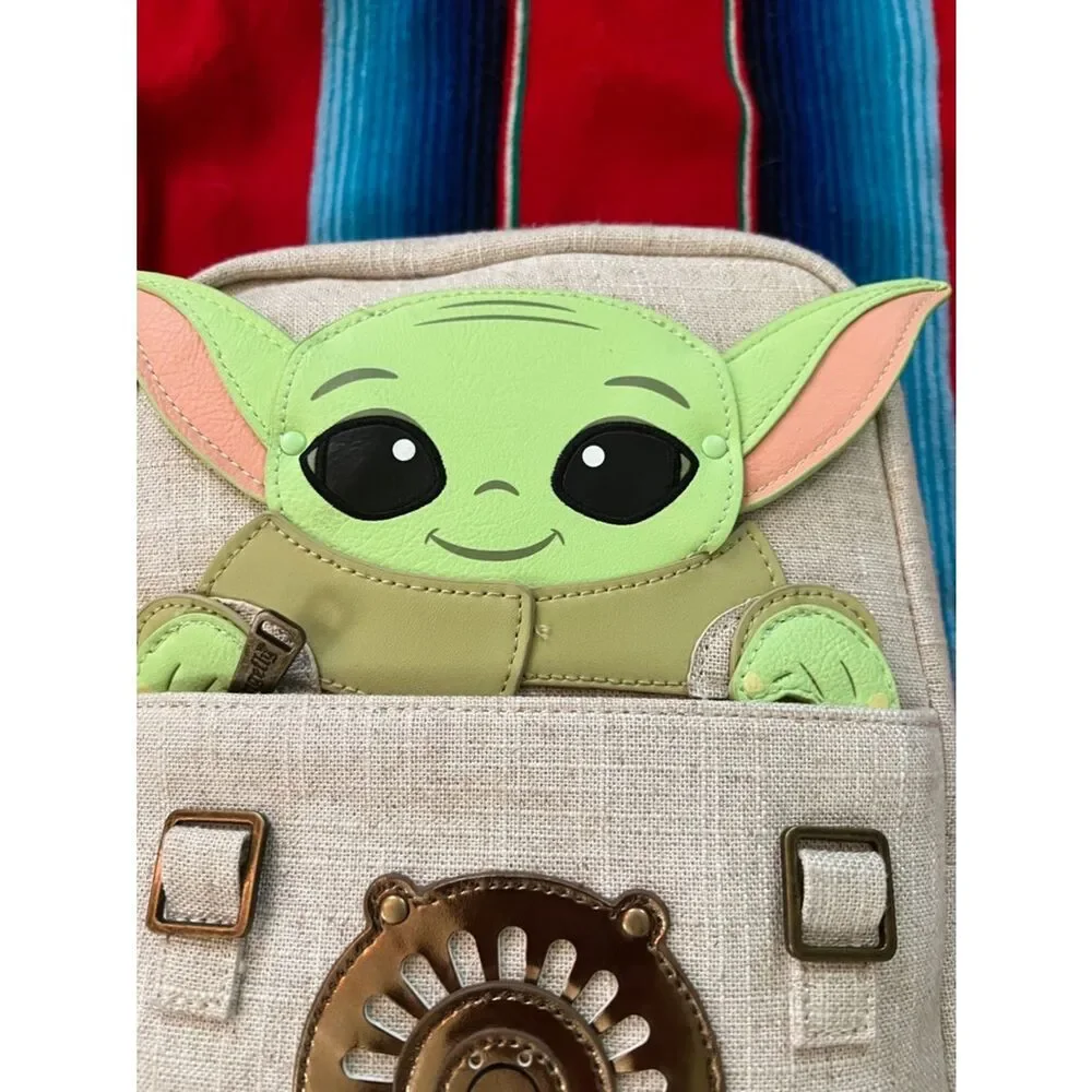 Loungefly Beige Star Wars The Child Kids backpack Bag with Green Accents